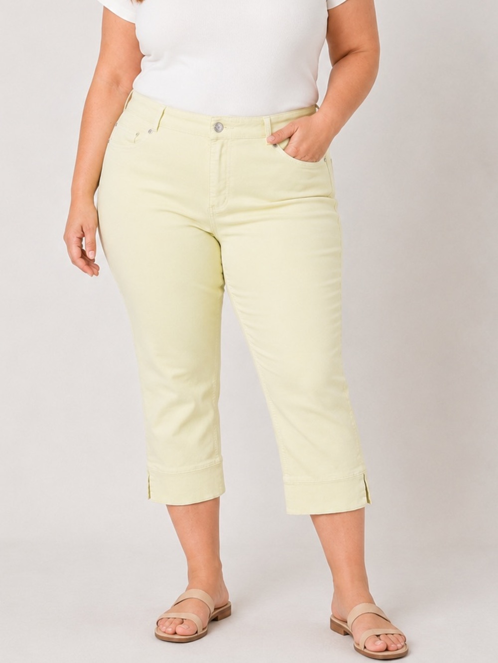 Denim & Co. Petite Classic Stretch Crop Pants with Cuffs 14P NWT A722782